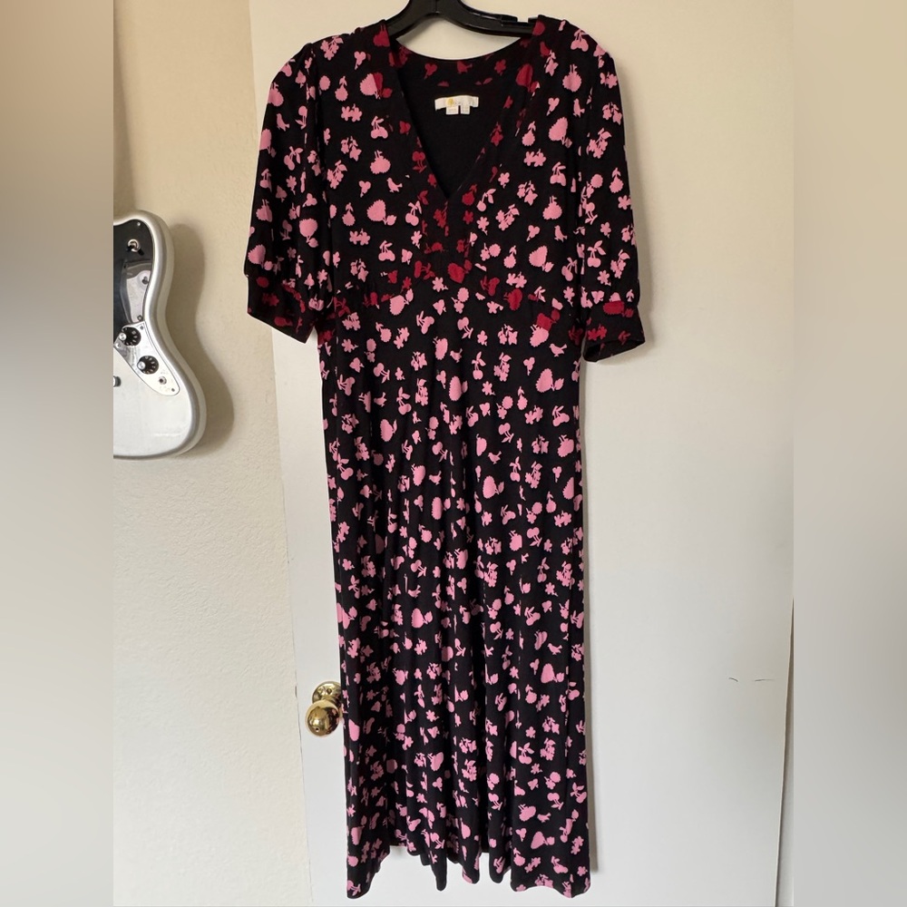 Boden Black and Pink Midi Dress - Picture 2 of 8